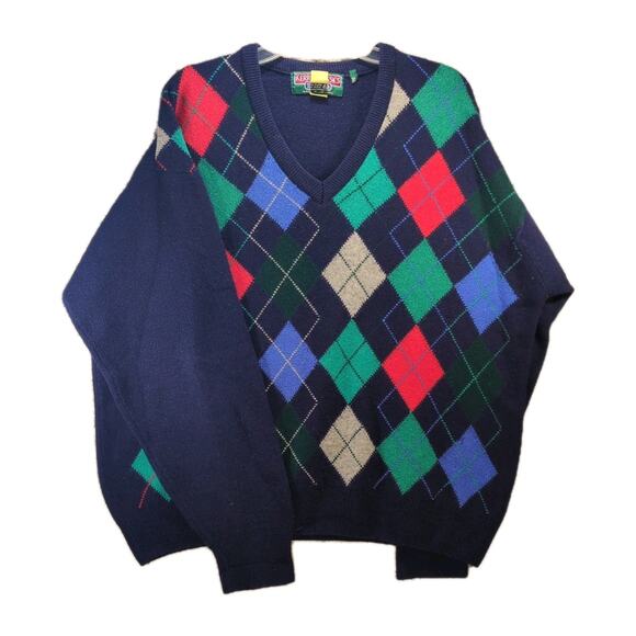 Vintage Kerry Classics Wool Argyle Sweater β Menβs XL β V-neck β Ireland β Golf - Picture 1 of 9